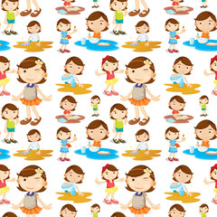 Seamless girl doing chores