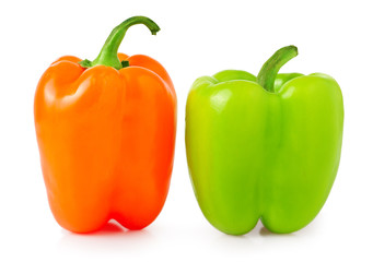 Green and Orange sweet peppers