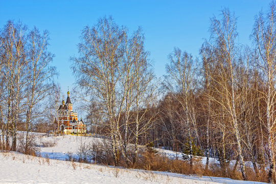 Siberian winter landscape with Church