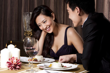 Young couple having romantic dinner