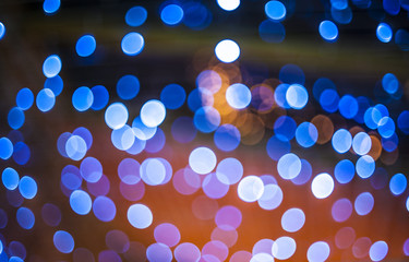 abstract background of blurred blue lights with bokeh effect, ne