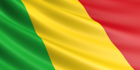 Flag of Mali waving in the wind.