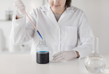 Fototapeta premium close up of scientist making test in lab