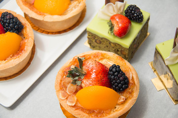 Fresh dessert fruit tart  assorted tropical fruits