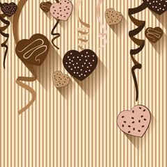 Valentine's Day and Heart chocolate on colorful background. Vector Valentine's Day Party and full heart on colorful Background.