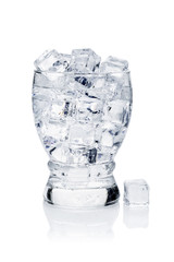full glass of fresh cool transparent water with ice