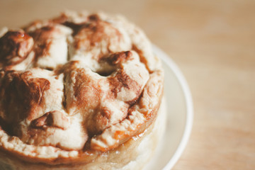 delicious apple pie with close up shot