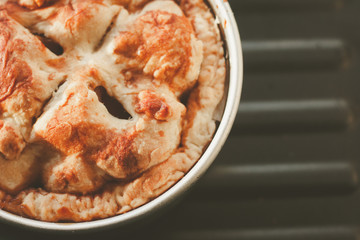 delicious apple pie with close up shot