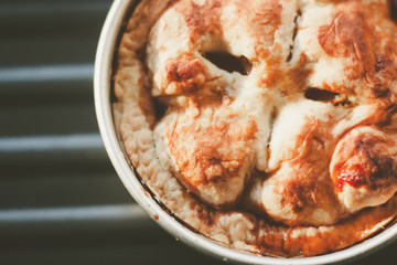 delicious apple pie with close up shot