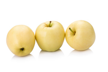 ripe yellow apple isolated on white
