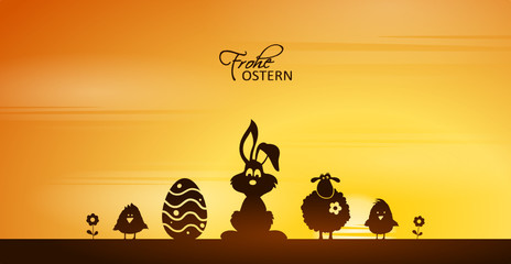 Ostern Hase, Ei und Schaf