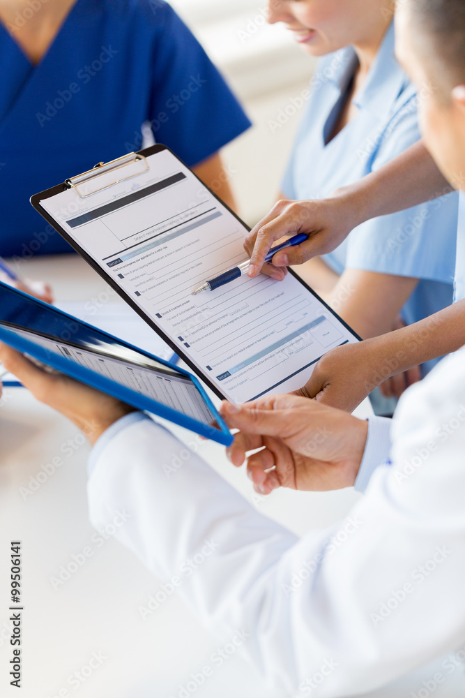 Sticker close up of doctors with clipboard at hospital