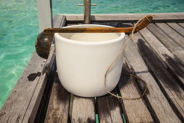 bowl of water for watering feet