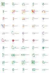 Abstract company logo vector collection. Set of thin line design abstract logotypes. Universal branding concepts