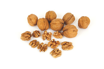 walnuts on a white background