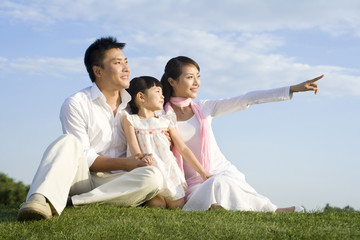 A young family enjoying a beautiful day