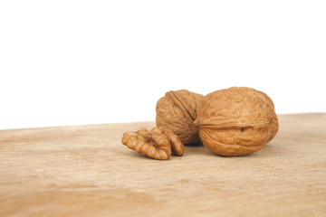 walnuts on a white background