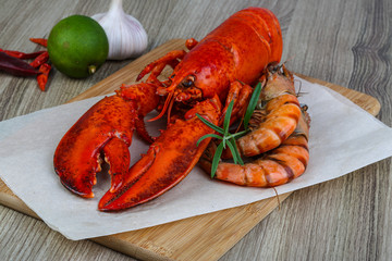 Lobster and shrimps
