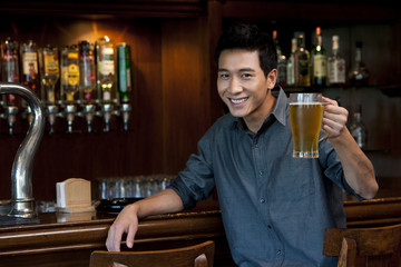 A Man Relaxing at a Bar