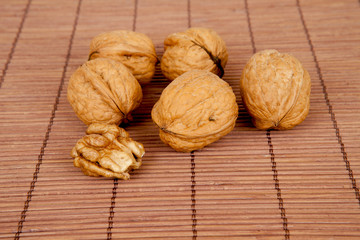 walnuts on a white background