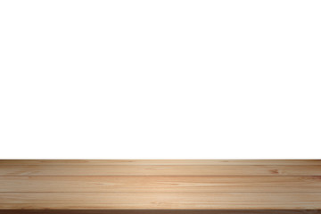 Wood table top isolated on white background - can be used for di