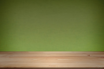Wood table top isolated on green background - can be used for di
