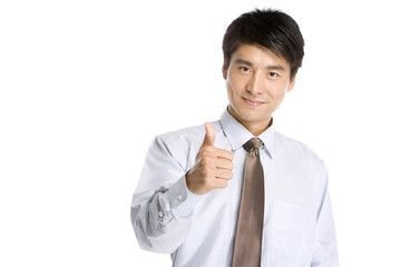 Young Businessman showing thumb up