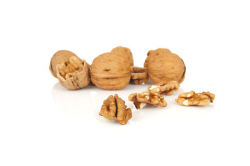 walnuts on a white background