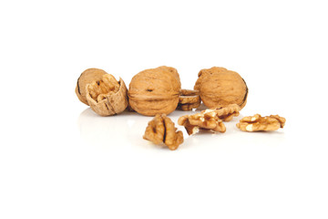 walnuts on a white background