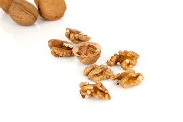 walnuts on a white background