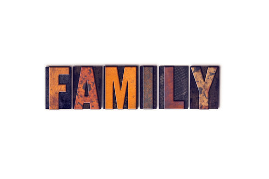 Family Concept Isolated Letterpress Type