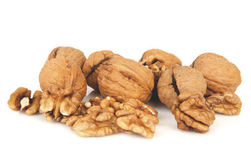 walnuts on a white background