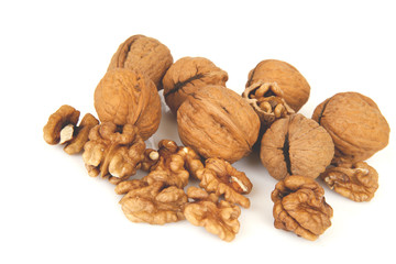 walnuts on a white background
