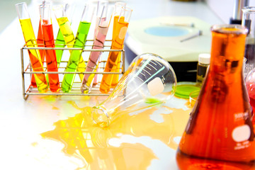 Accident in laboratory test, toxic splash