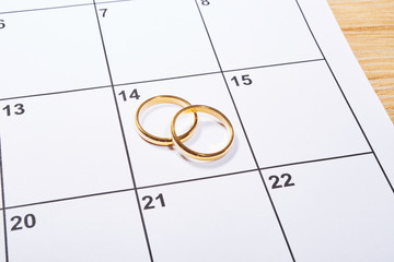 Valentines day in agenda with ring