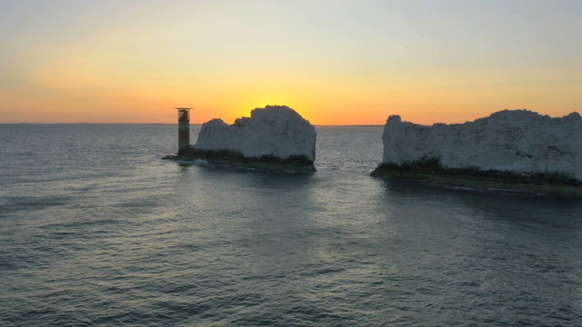 Aerial Isle of Wight Needles England Lighthouse Helipad 
