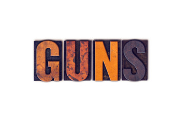Guns Concept Isolated Letterpress Type
