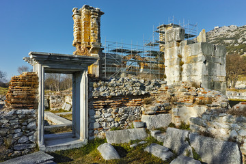 Basilica in the archeological area of ancient Philippi, Eastern Macedonia and Thrace, Greece