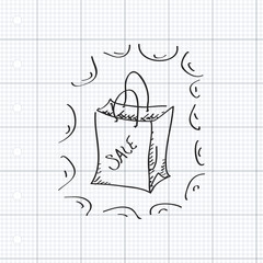 Simple doodle of a sale bag