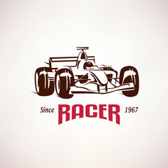 formula racing car emblem, race bolide symbol