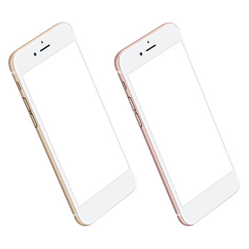 realistic gold and pinck mobile phone mockups
