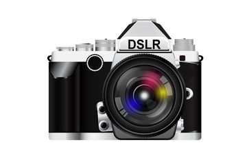 camera body and colorful lens. vector illustration.