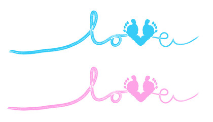 Baby foot prints with heart baby shower greeting card