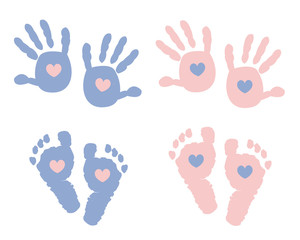 Baby foot prints with heart baby shower greeting card