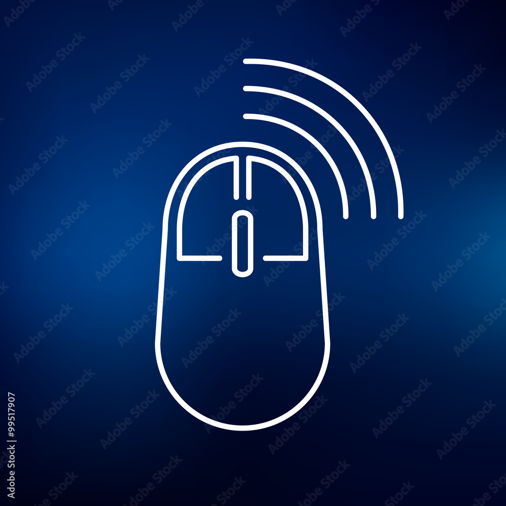 Wall mural wireless mouse icon. wifi mouse sign. mouse click symbol. thin line icon on blue background. vector 