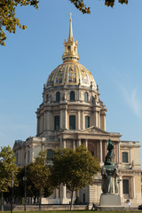 Fototapeta na wymiar View of Dome des Invalides, burial site of Napoleon Bonaparte, Paris, France