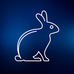 Bunny rabbit icon. Bunny rabbit sign. Bunny rabbit symbol. Thin line icon on blue background. Vector illustration.