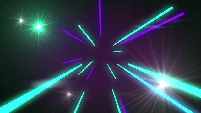 Seamless abstract motion light sparking glowing shooting beams element in disco or nightclub dance music concept in background pattern in 4k ultra HD loop