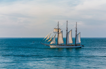 Fototapeta na wymiar Three Masted Sailboat off Key West