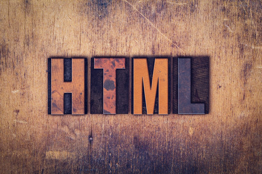 HTML Concept Wooden Letterpress Type